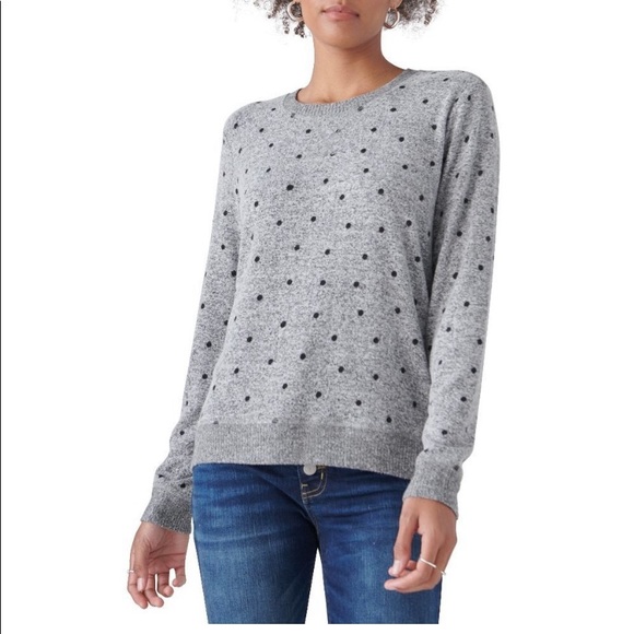 Lucky Brand Heather Thin Sweater with polka dots. Size Extra Small. - Picture 1 of 5